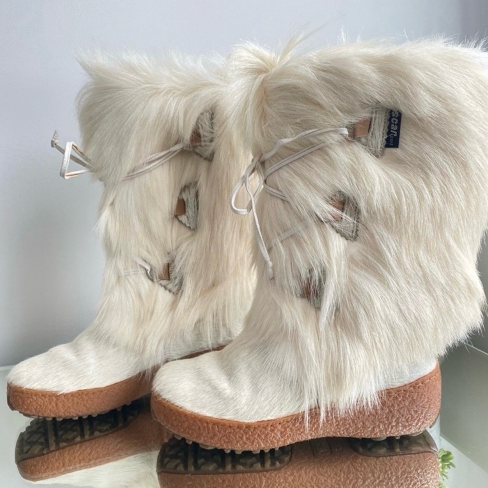 Oscar Sport Julia Women's White Fur Winter
Snow Boots Goat Hair Size 40